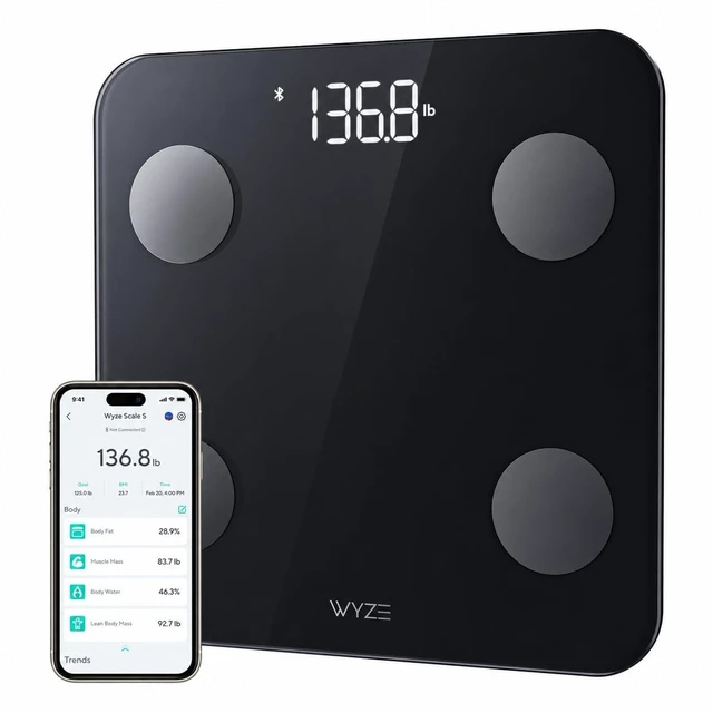 Main image of Scale S Smart Scale for Body Weight, BMI & Body Fat, 400 lbs, Black | Bluetooth Digital Bathroom Scale with 12 Metrics, Syncs with Fitness Apps, Heart Rate Tracking, Smart User Recognition