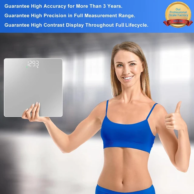 Alt view image 2 of 7 - Bathroom Scale for Body Weight Precision 0.1lb, Weight Scale 400lb | Professional Factory Since 2001 Digital Scales for Weight Loss Bathroom Accessories LED&Step-On, Tempered Glass, 3*AAA,Silver