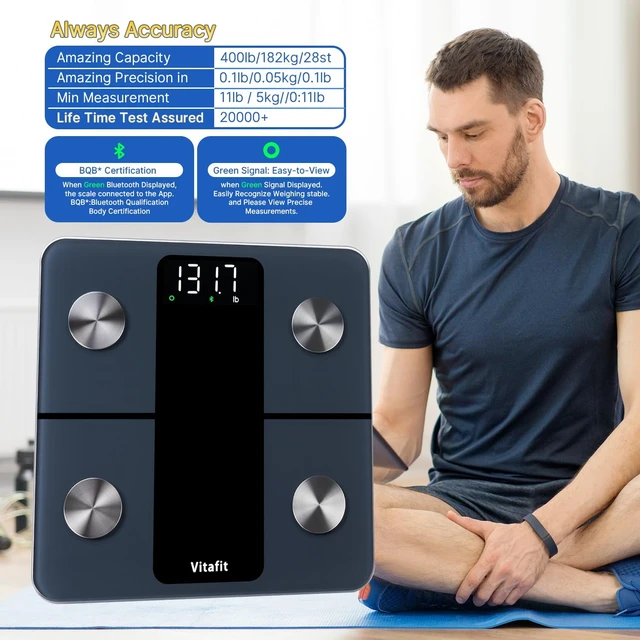 Alt view image 3 of 7 - Smart Scale for Body Weight High Accuracy 0.1lb, 400lb, LED, Black | Professional Factory Since 2001 Digital Weight Scales Bathroom Health App Sync 13 Body Composition with BMI, Body Fat, Muscle