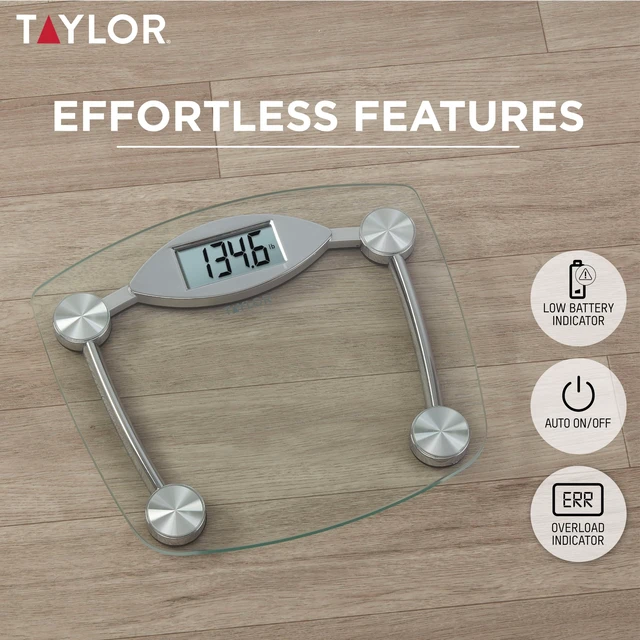 Alt view image 4 of 7 - Digital Bathroom Scale, Body Weight Scale, Instant On and Off, 400 lb Capacity, Sturdy Clear Glass with Chrome-Finish Base