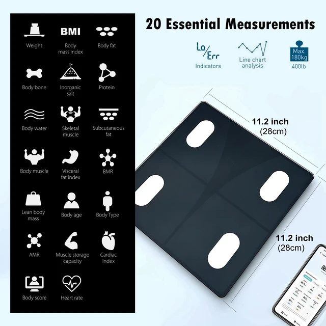 Alt view image 2 of 7 - Scale for Body Weight & Fat Digital Bathroom Smart Scale Sync App | Scan Body Composition, Bluetooth Sync, Backlit Display, Max 400lb, 0.1lb Steps, Scale for BMI Muscle, Health Track, Baby Mode