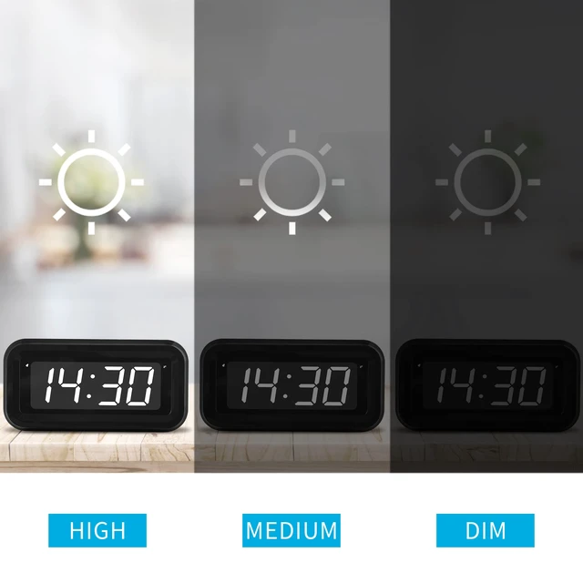 Alt view image 5 of 7 - Kids Alarm Clock, White LED, Battery, Auto-Night Mode, 12Hr/24Hr, Small, Travel, Bedside, Wall-Mount/Table-top, Easy to Read