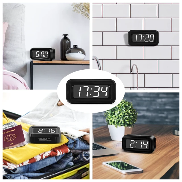 Alt view image 7 of 7 - Kids Alarm Clock, White LED, Battery, Auto-Night Mode, 12Hr/24Hr, Small, Travel, Bedside, Wall-Mount/Table-top, Easy to Read
