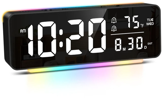 Main image of Digital Alarm Clock, 6.5" LED Digital Clock for Heavy Sleepers/Kids | 11 Colors Night Light, 5 Brightness, Dual Alarm, 3 Volume, Snooze, Night Mode, Temp/Date/Weekday for Home Office