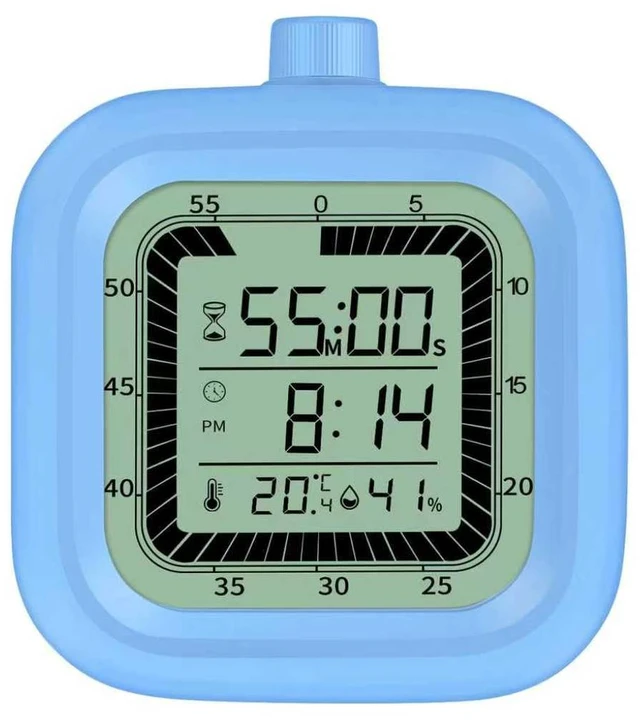 Main image of Visual Timer, 60 Minutes Countdown & Countup Timer, Digital Alarm Clock with Temperature and Humidity Monitor, 4 in 1 Multifunctional Desk Clock for Kids Study, Kitchen, Office and Home,Blue