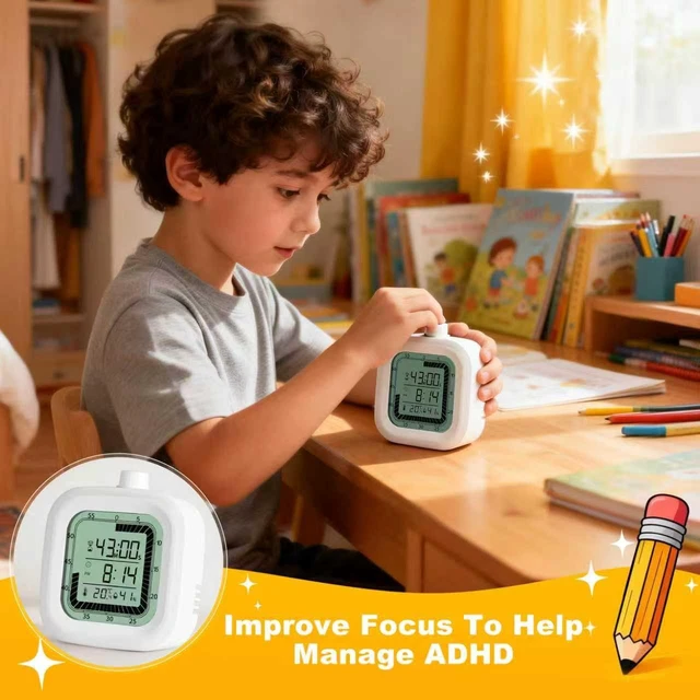 Alt view image 7 of 7 - Visual Timer, 60 Minutes Countdown & Countup Timer, Digital Alarm Clock with Temperature and Humidity Monitor, 4 in 1 Multifunctional Desk Clock for Kids Study, Kitchen, Office and Home,Blue