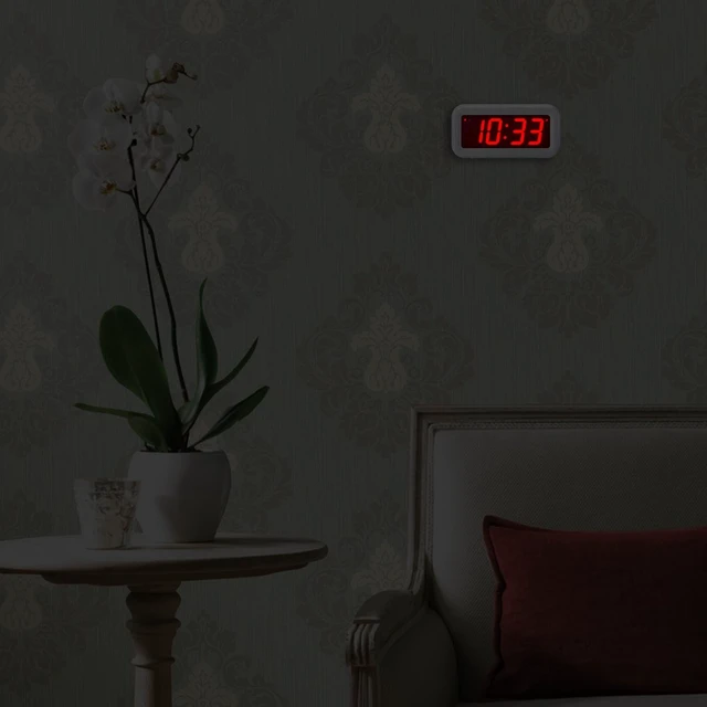 Alt view image 5 of 6 - Digital Alarm Clock Battery Operated with LED Display for Bedrooms, Long Battery Life for 12 Months, 3 Brightness Adjustable, 12/24 Hour, Snooze, White Case with Red Digits
