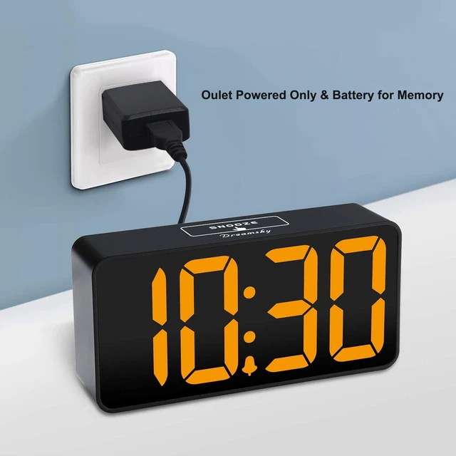 Alt view image 2 of 7 - Small Digital Alarm Clock for Bedroom with Large Big Numbers | Electric Bedside Desk Clock with USB Charging Port, Brightness Dimmer, Adjustable Alarm Volume, USB-C Adapter Powered