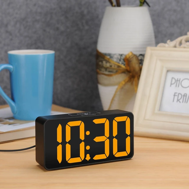 Alt view image 5 of 7 - Small Digital Alarm Clock for Bedroom with Large Big Numbers | Electric Bedside Desk Clock with USB Charging Port, Brightness Dimmer, Adjustable Alarm Volume, USB-C Adapter Powered