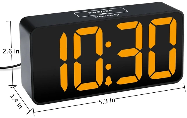 Alt view image 7 of 7 - Small Digital Alarm Clock for Bedroom with Large Big Numbers | Electric Bedside Desk Clock with USB Charging Port, Brightness Dimmer, Adjustable Alarm Volume, USB-C Adapter Powered