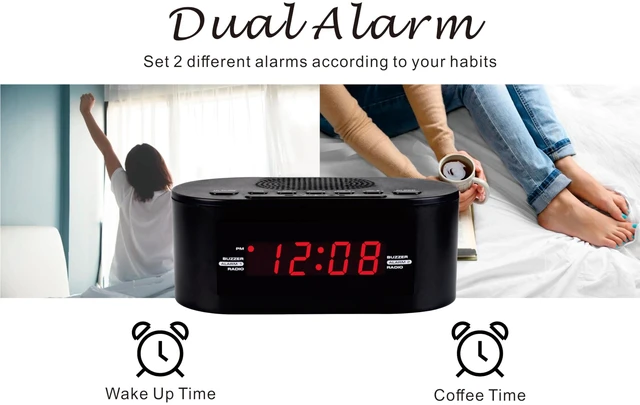 Alt view image 3 of 7 - Alarm Clock Radio for Bedroom, 2 Alarms Clear LED Display Plug in Simple Basic Digital FM Clock Radio with USB Charging Port, Adjustable Volume, Snooze for Deep Sleepers Kids Elderly