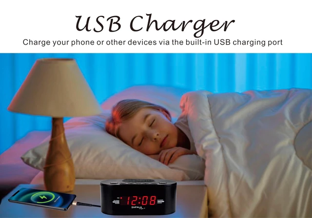 Alt view image 4 of 7 - Alarm Clock Radio for Bedroom, 2 Alarms Clear LED Display Plug in Simple Basic Digital FM Clock Radio with USB Charging Port, Adjustable Volume, Snooze for Deep Sleepers Kids Elderly