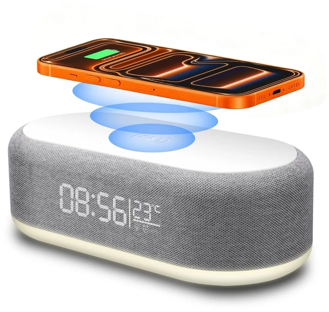 Main image of 4 in 1 Wireless Charger Station with Digital Alarm Clock,15W Fast Charging Dock 12/24H Clock,Alarm Clocks Bedside,LED Display with Temperature,Dimmable Night Light,15W Fast Wireless Charger Station