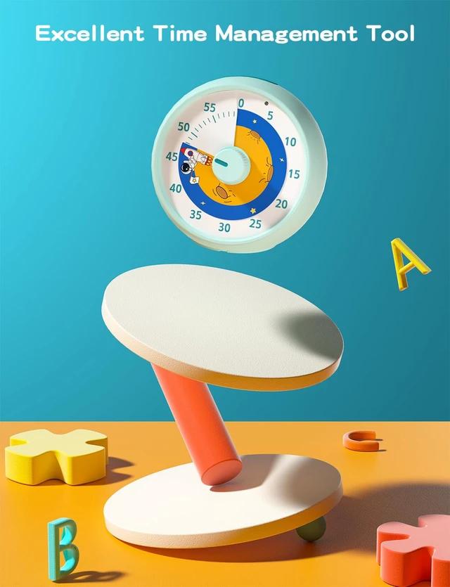 Alt view image 2 of 7 - Visual Timer for Kids, 60-Minute Countdown Timer for Classroom Office Kitchen, Desk Timer Kids Time Management Tools with Silent Operation, Pomodoro Time Rainbow Pattern