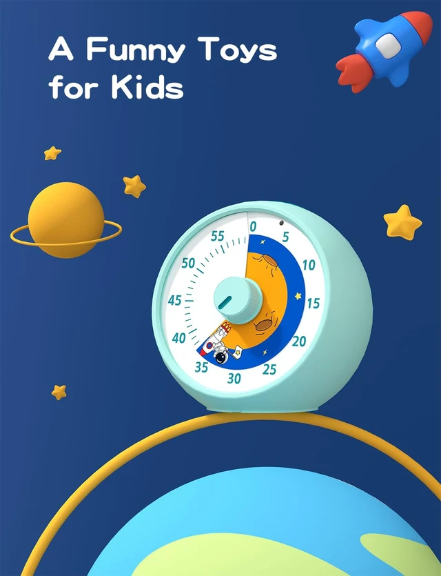 Alt view image 3 of 7 - Visual Timer for Kids, 60-Minute Countdown Timer for Classroom Office Kitchen, Desk Timer Kids Time Management Tools with Silent Operation, Pomodoro Time Rainbow Pattern