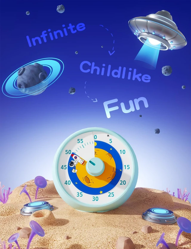 Alt view image 7 of 7 - Visual Timer for Kids, 60-Minute Countdown Timer for Classroom Office Kitchen, Desk Timer Kids Time Management Tools with Silent Operation, Pomodoro Time Rainbow Pattern