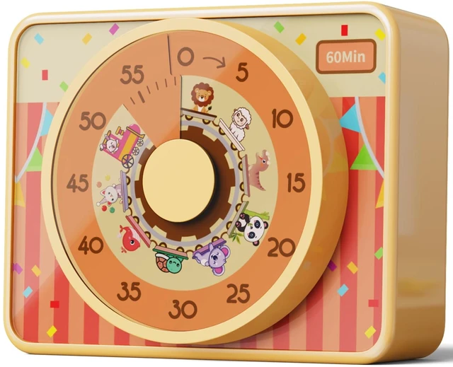 Main image of Visual Timer for Kids 60 Min, Magnetic Classroom Countdown Timer | 60-min silent magnetic visual timer for kids & classroom. Animals disk aids ADHD focus, homework, and potty training.