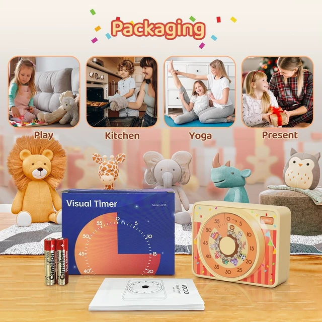 Alt view image 7 of 7 - Visual Timer for Kids 60 Min, Magnetic Classroom Countdown Timer | 60-min silent magnetic visual timer for kids & classroom. Animals disk aids ADHD focus, homework, and potty training.