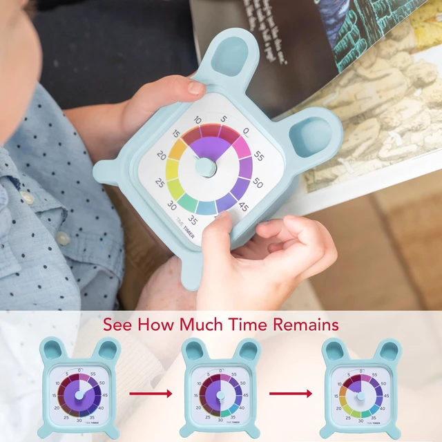 Alt view image 3 of 6 - MOD with Bunny Protective Case - Animal Case with Rainbow Timer - Individual Sized 60 Minute Visual Countdown for ADHD, Autism, Kids, Students, and Pomodoro with Silent Operation (Bunny)