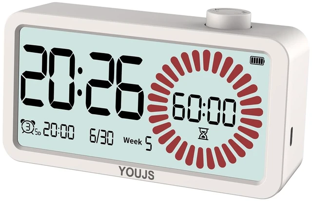 Main image of Visual Timer 4-in-1 Alarm Clock,for Heavy Sleepers Student Kids | 3 Programmable SettingUSB-C Charging3 working modelsVisual countdown,Built-in Battery,Study,LCD Eyecare,ADHD Focus