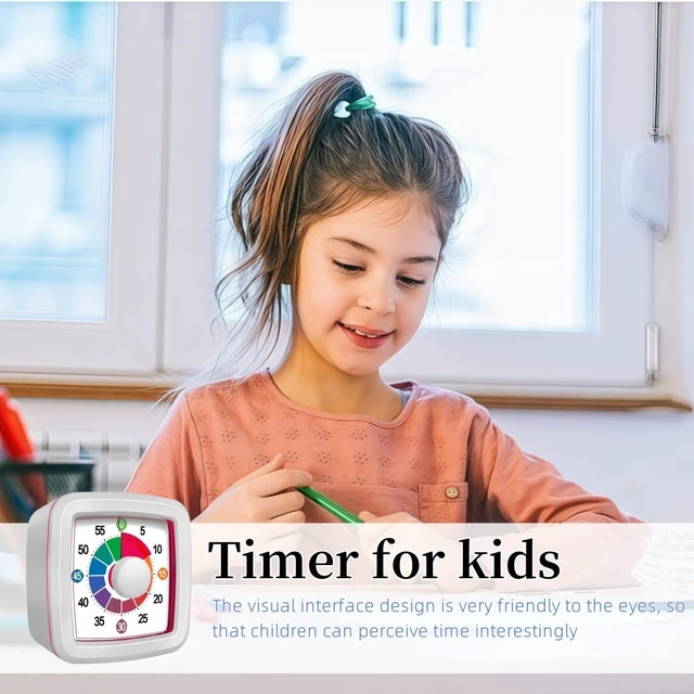 Alt view image 4 of 7 - Visual Timer for Kids, 60-Minute Countdown Timer for Classroom Office Kitchen, Pomodoro Timer with Silent OperationTime Management Tools with Colorful Pattern(White)