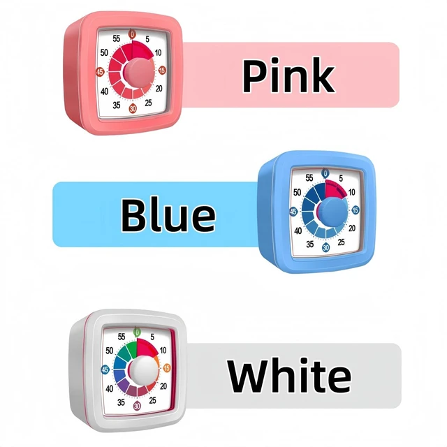 Alt view image 5 of 7 - Visual Timer for Kids, 60-Minute Countdown Timer for Classroom Office Kitchen, Pomodoro Timer with Silent OperationTime Management Tools with Colorful Pattern(White)