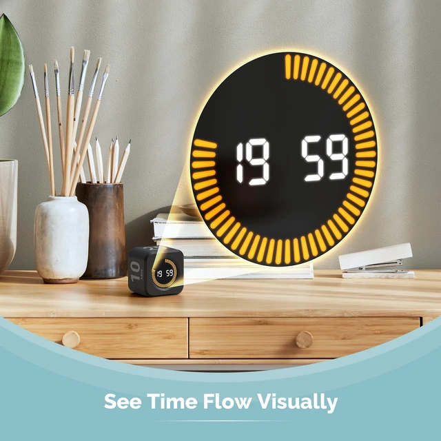 Alt view image 4 of 7 - Pomodoro Timer Visual - Productivity Pomodoro Cube, 5/10/25/50 Min Countdown & Countup, Silent Ideal for Work Study Cook Workout Kitchen School Classroom Office ADHD Gift Kids (1, Black)