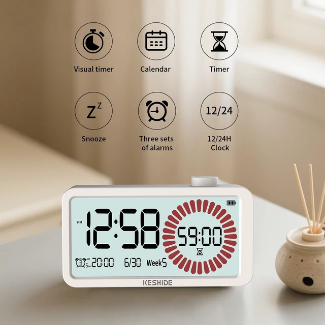 Alt view image 3 of 7 - Visual Timer for Kids and Adults with Alarm Clock,LCD Digital 60-Minute Countdown Timer Time Management Tool for Home, School, or Work