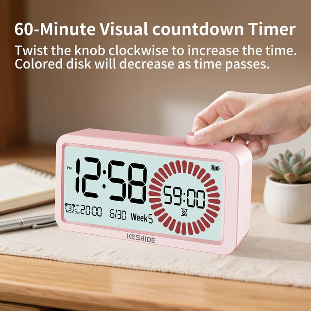 Alt view image 4 of 7 - Visual Timer for Kids and Adults with Alarm Clock,LCD Digital 60-Minute Countdown Timer Time Management Tool for Home, School, or Work