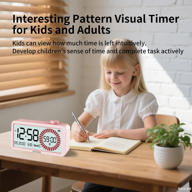 Alt view image 6 of 7 - Visual Timer for Kids and Adults with Alarm Clock,LCD Digital 60-Minute Countdown Timer Time Management Tool for Home, School, or Work