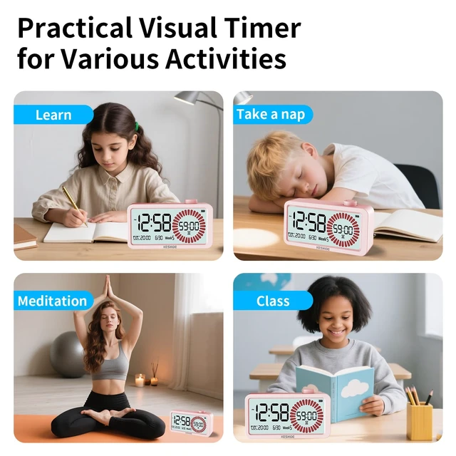 Alt view image 7 of 7 - Visual Timer for Kids and Adults with Alarm Clock,LCD Digital 60-Minute Countdown Timer Time Management Tool for Home, School, or Work