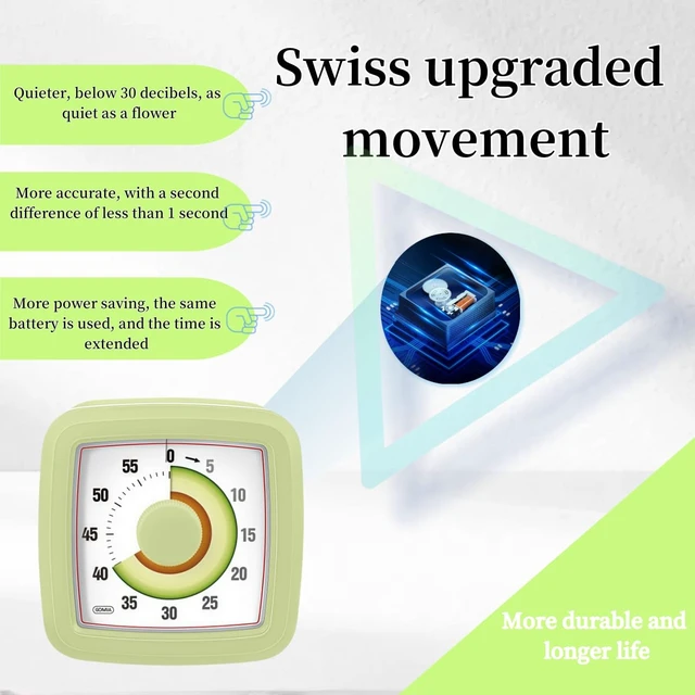 Alt view image 7 of 7 - Kids Visual Timer for Kitchen,Classroom,Cooking,Learning,Bedroom,Office, 60-Minute Countdown Pomodoro Timer for Kids with Autism ADHD (Avocado Style)