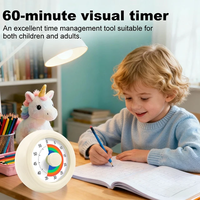Alt view image 4 of 6 - Visual Timer for Kids 60-Minute Rainbow Countdown Timer | Pomodoro Timer Focus Tool for ADHD & Autism, Time Management for Homework, Chores, Office, Kitchen, Teaching & Study Routines