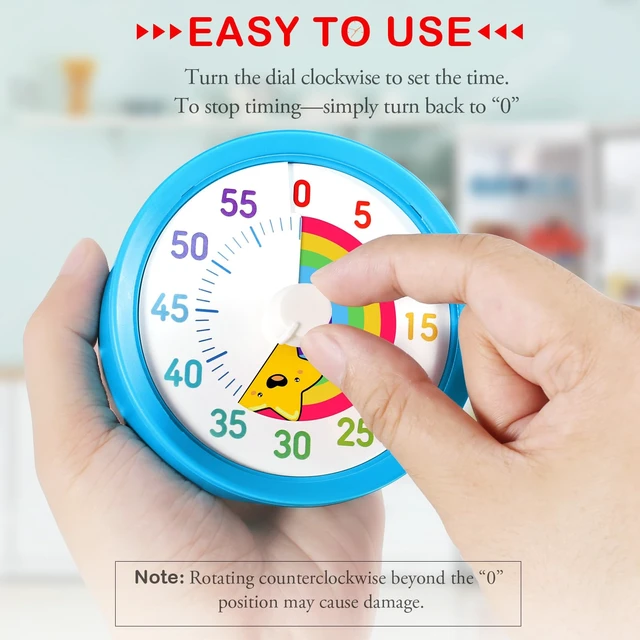 Alt view image 3 of 7 - 60-Minute Visual Timer, Rainbow Classroom Timers for Kids | Mute/Low/Loud Volume, 3S/30S Ringtone Duration, Low Power Reminder, Time Management Tool with Pause Function (Blue & Star)