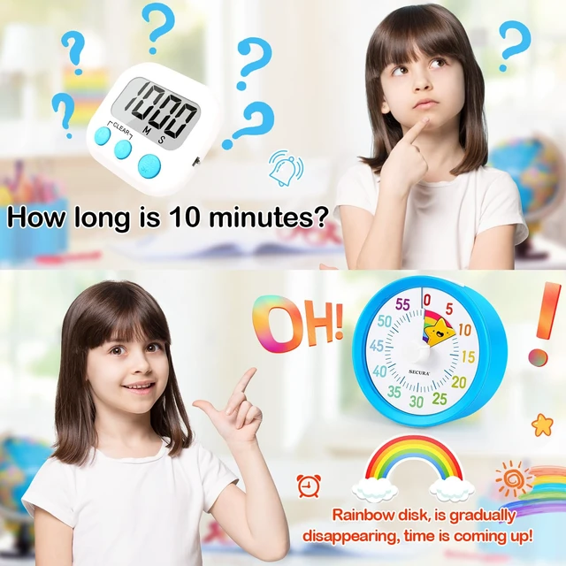 Alt view image 2 of 7 - 60-Minute Visual Timer, Rainbow Classroom Timers for Kids | Mute/Low/Loud Volume, 3S/30S Ringtone Duration, Low Power Reminder, Time Management Tool with Pause Function (Blue & Star)