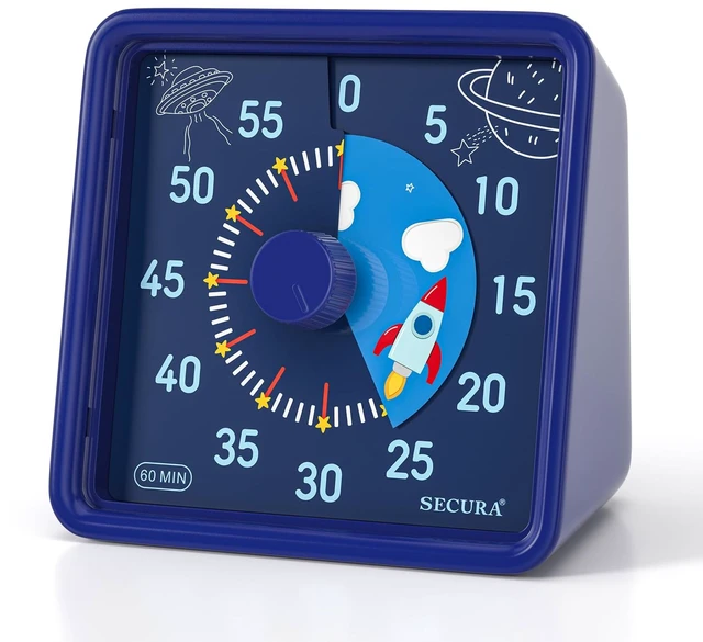 Main image of 60-Minute Visual Timer for Kids, Classroom Timer for Office Kitchen | Mute/Low/Loud Volume, 3S/30S Ringtone Duration, Low Power Reminder, Time Management Tool for ADHD (Navy Blue & Navy Blue)