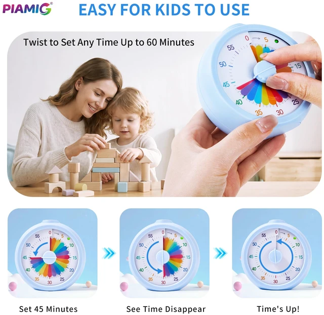 Alt view image 2 of 6 - Visual Timer, 60-Minute Countdown Timer for Kids, Adults, Classroom & Home | 60-minute visual countdown, adjustable volume, silent operation, pause button, colorful time display for classroom, study