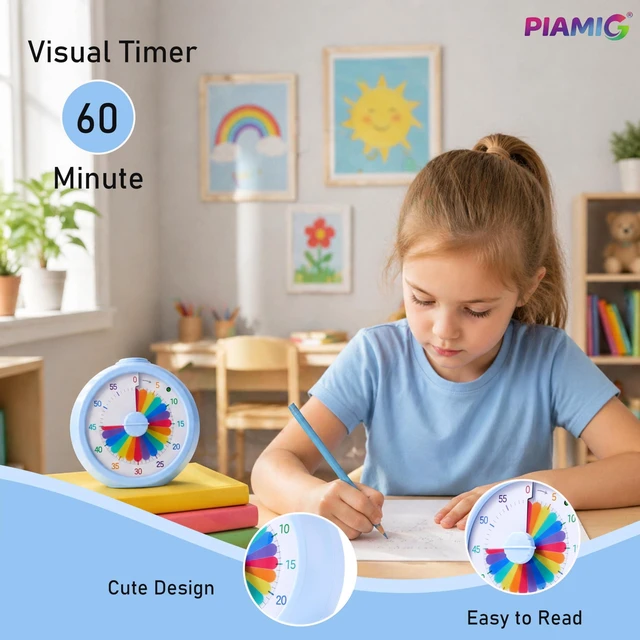 Alt view image 4 of 6 - Visual Timer, 60-Minute Countdown Timer for Kids, Adults, Classroom & Home | 60-minute visual countdown, adjustable volume, silent operation, pause button, colorful time display for classroom, study