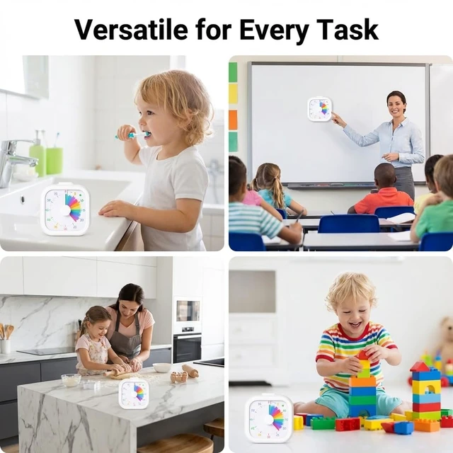 Alt view image 2 of 7 - Visual Timer with Rainbow Pattern, 60-Minute Countdown Timer for Kids and Adults, Silent Pomodoro Timer for Classroom, Kitchen, Office & Teaching, Time Management Tool (White)