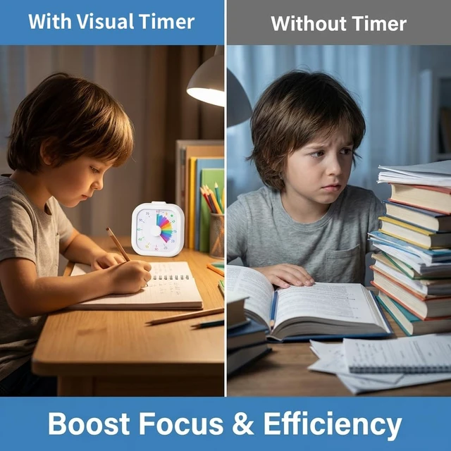 Alt view image 3 of 7 - Visual Timer with Rainbow Pattern, 60-Minute Countdown Timer for Kids and Adults, Silent Pomodoro Timer for Classroom, Kitchen, Office & Teaching, Time Management Tool (White)