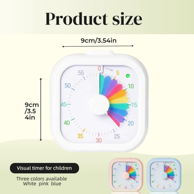Alt view image 6 of 7 - Visual Timer with Rainbow Pattern, 60-Minute Countdown Timer for Kids and Adults, Silent Pomodoro Timer for Classroom, Kitchen, Office & Teaching, Time Management Tool (White)