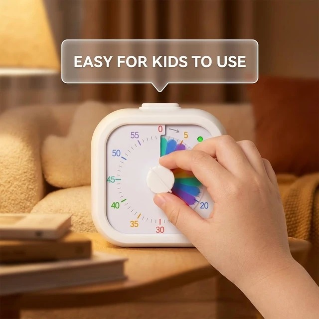 Alt view image 4 of 7 - Visual Timer with Rainbow Pattern, 60-Minute Countdown Timer for Kids and Adults, Silent Pomodoro Timer for Classroom, Kitchen, Office & Teaching, Time Management Tool (White)