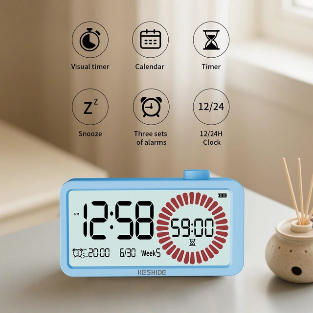 Alt view image 3 of 7 - Visual Timer for Kids and Adults with Alarm Clock,LCD Digital 60-Minute Countdown Timer Time Management Tool for Home, School, or Work