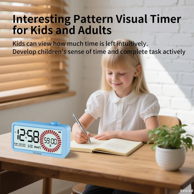 Alt view image 6 of 7 - Visual Timer for Kids and Adults with Alarm Clock,LCD Digital 60-Minute Countdown Timer Time Management Tool for Home, School, or Work