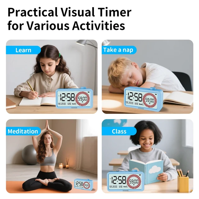 Alt view image 7 of 7 - Visual Timer for Kids and Adults with Alarm Clock,LCD Digital 60-Minute Countdown Timer Time Management Tool for Home, School, or Work