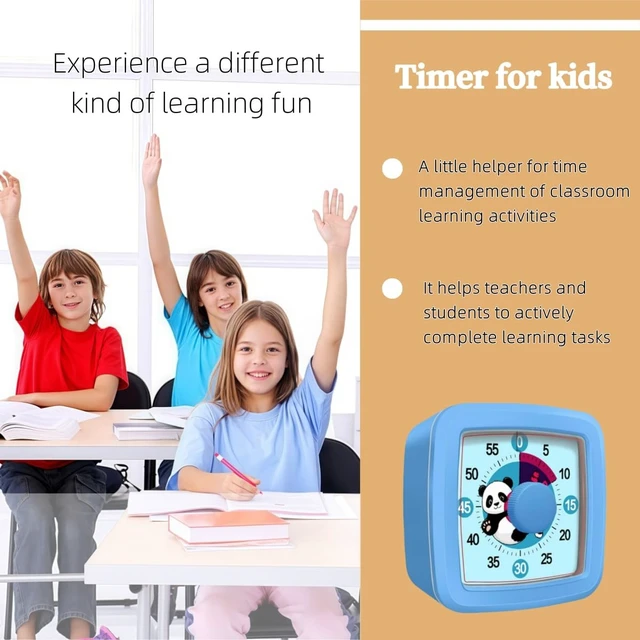 Alt view image 4 of 7 - Visual Timer for Kids and Adults, 60-Minute Countdown Timer for Classroom & Kitchen, Desk Timer for Study, Time Manager Tool for Kids with Cute Cartoon