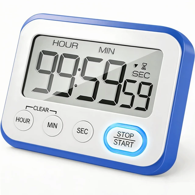 Main image of Digital Kitchen Timer Magnetic Loud Alarm, Large LCD Screen Silent/Beeping Multi-Function for Teachers Classroom Kids, Blue