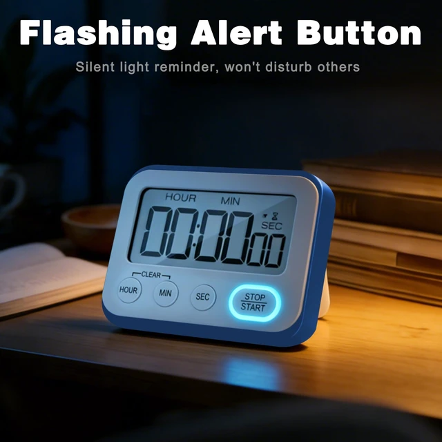 Alt view image 2 of 7 - Digital Kitchen Timer Magnetic Loud Alarm, Large LCD Screen Silent/Beeping Multi-Function for Teachers Classroom Kids, Blue