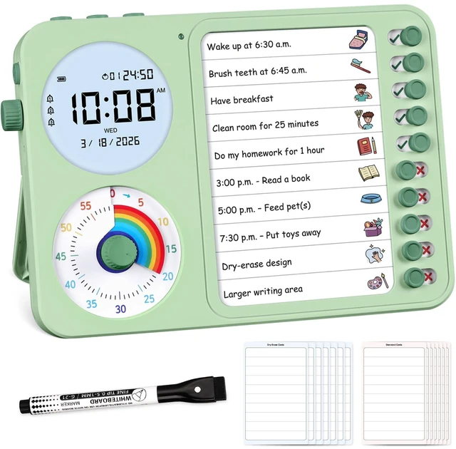 Main image of 3-in-1 Visual Timer & ADHD Tool for Kids with Chore Chart & Planning Board | ADHD Task Timer for Adults with Visual Schedule, To-Do List & Planning Board for Home, School, Classroom, Work