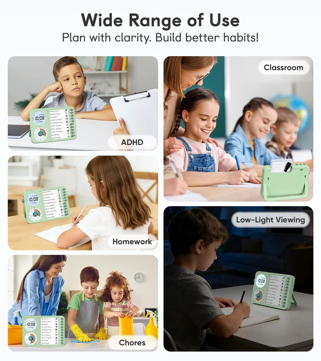 Alt view image 6 of 7 - 3-in-1 Visual Timer & ADHD Tool for Kids with Chore Chart & Planning Board | ADHD Task Timer for Adults with Visual Schedule, To-Do List & Planning Board for Home, School, Classroom, Work
